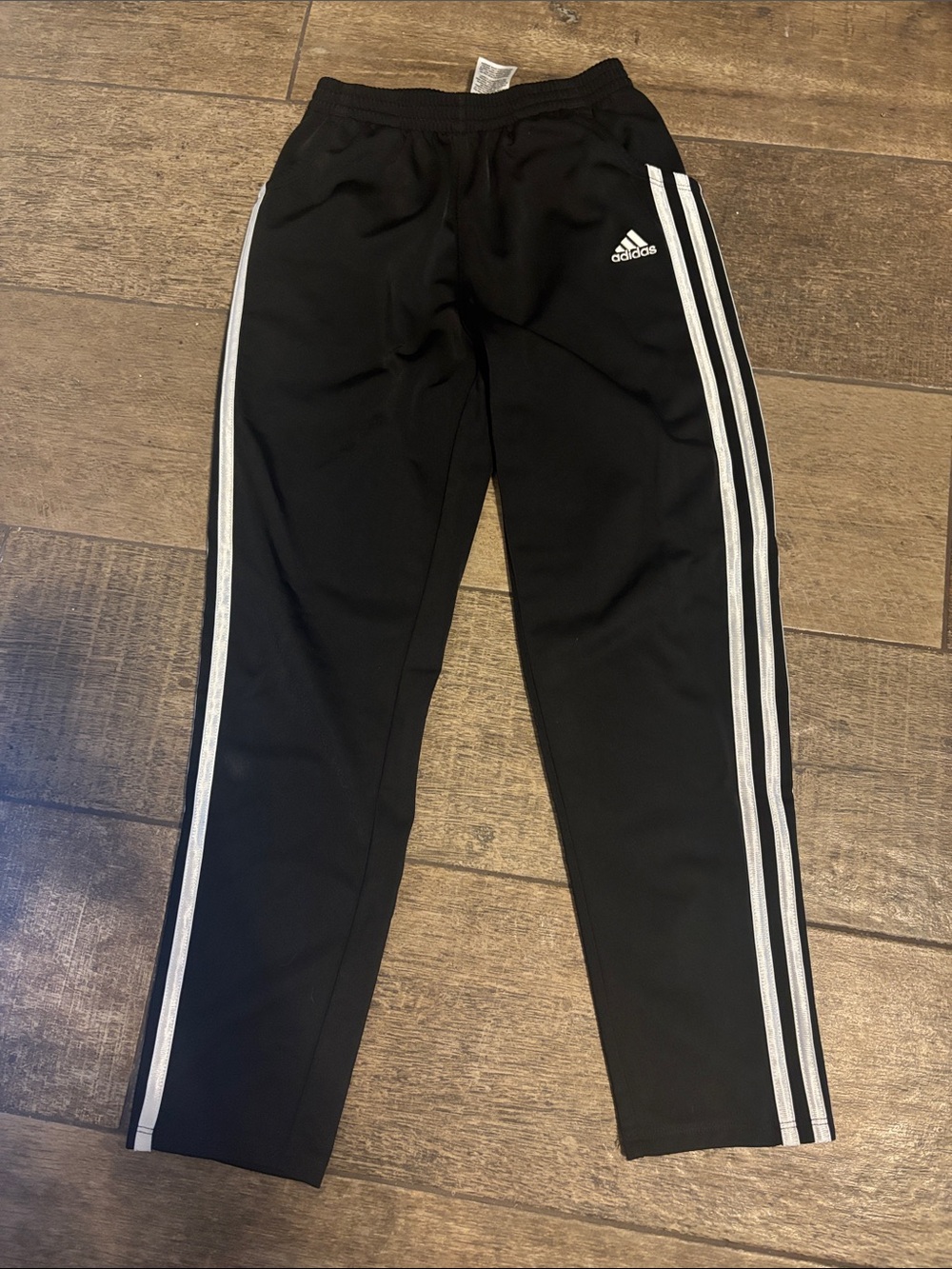 Adidas Kids Black Track Pants with White Stripes